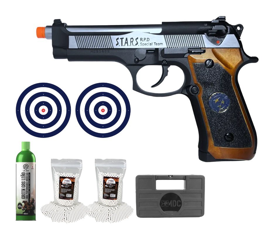 Pistola de Airsoft GBB WE M92SPS-2T Samurai Edge Biohazard 6mm - WE/FXR + GBB + BBS + Case + Alvos