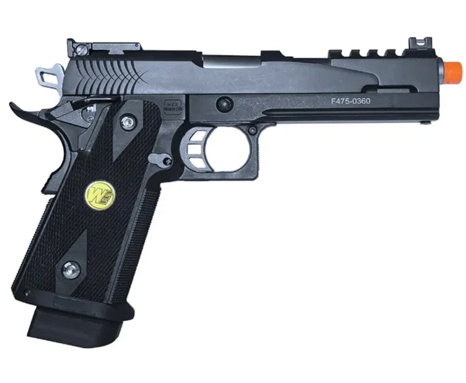 Pistola de Airsoft Full Auto Green Gas 1911 Dragon BK 5.1 C-Auto GBB 6mm - WE/FXR + GBB + BBS + Case + Alvos + Desengripante / Anticorrosivo + Kamuff + Laser