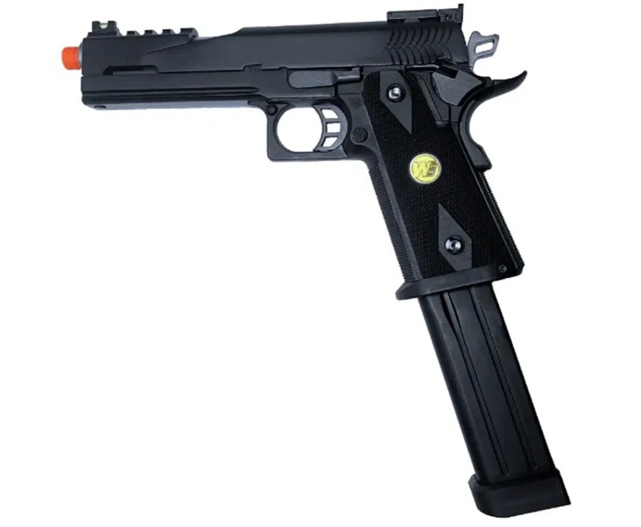 Pistola de Airsoft Full Auto Green Gas 1911 Dragon BK 5.1 C-Auto GBB 6mm - WE/FXR + GBB + BBS + Case + Alvos + Desengripante / Anticorrosivo + Kamuff + Laser