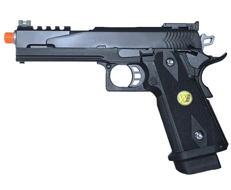 Pistola de Airsoft Full Auto Green Gas 1911 Dragon BK 5.1 C-Auto GBB 6mm - WE/FXR + GBB+ BBS + Case + Alvos + Kamuff