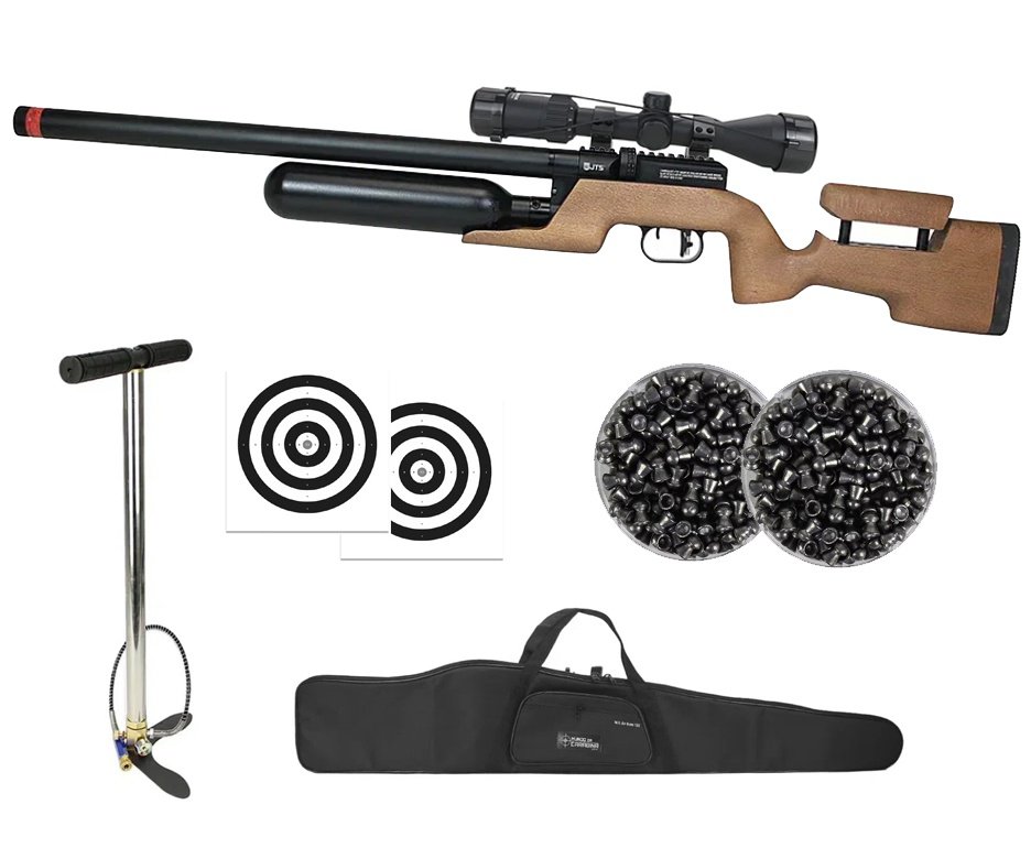 Carabina de Pressão PCP JTS Shawlawk 6.35mm - FXR + Bomba + Capa + Luneta 3-9x40 + Chumbos + Alvos