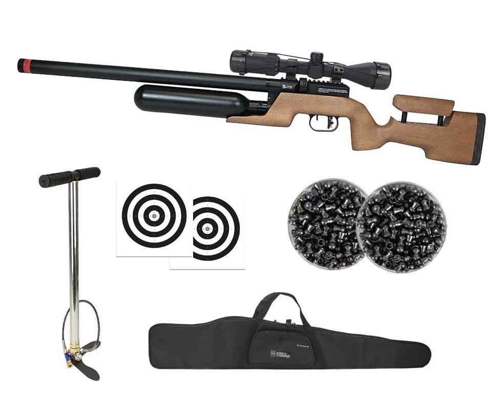Carabina de Pressão PCP JTS Shawlawk 6.35mm - FXR + Bomba + Capa + Luneta 3-9x40 + Chumbos + Alvos