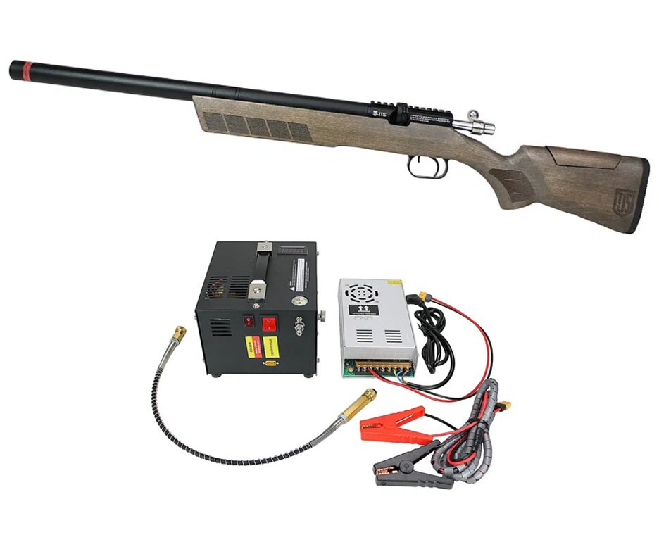 Carabina de Pressão PCP FXR Stealth Hawk 5.5mm - JTS Airguns + Compressor Portátil Trivolt Compact