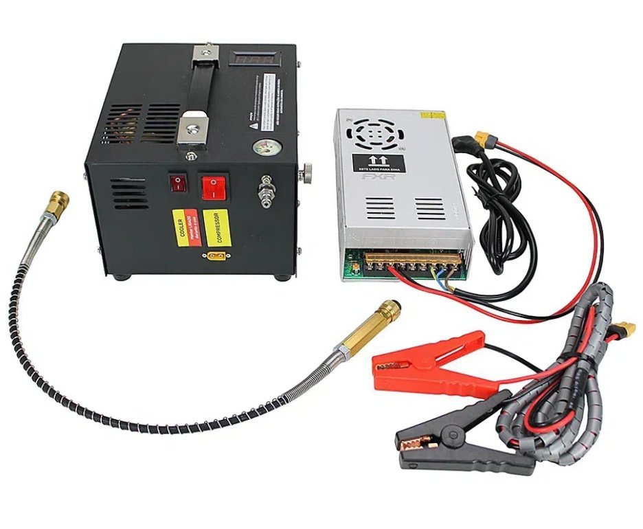 Carabina de Pressão PCP FXR Stealth Hawk 5.5mm - JTS Airguns + Compressor Portátil Trivolt Compact