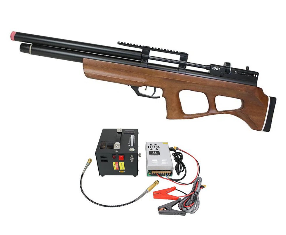 Carabina de Pressão PCP AEA Challenger Bullpup Madeira 5.5mm - FXR + Compressor Portátil Trivolt Compact