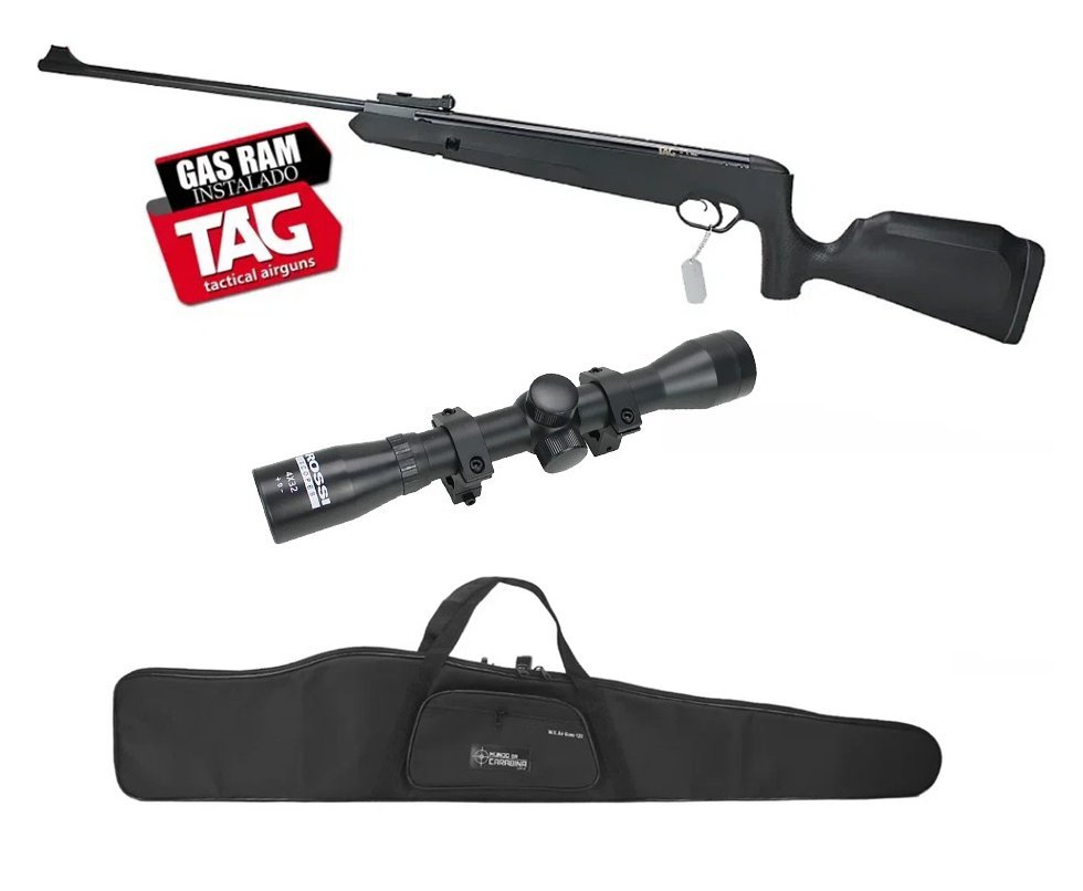 Carabina de Pressão Naja Nitro Gás Ram 4,5mm - TAG + Capa + Luneta 4x32