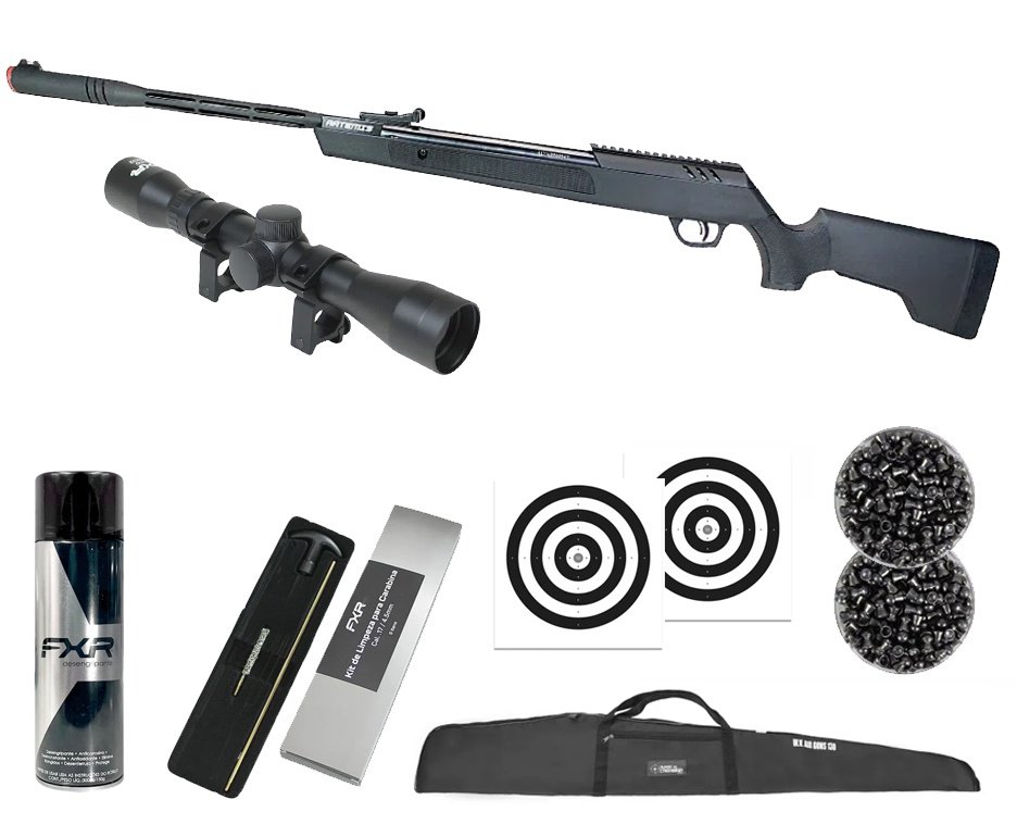 Carabina de Pressão Artemis Dark Eagle Nitro Piston GR 80kg Black 5.5mm - FXR + Capa + Luneta 4x32 + Chumbo + Alvos