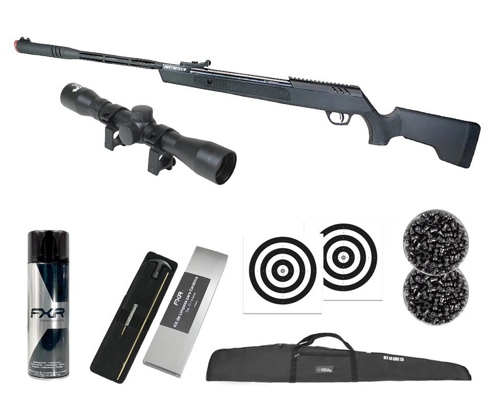 Carabina de Pressão Artemis Dark Eagle Nitro Piston GR 80kg Black 5.5mm - FXR + Capa + Luneta 4x32 + Chumbo + Alvos