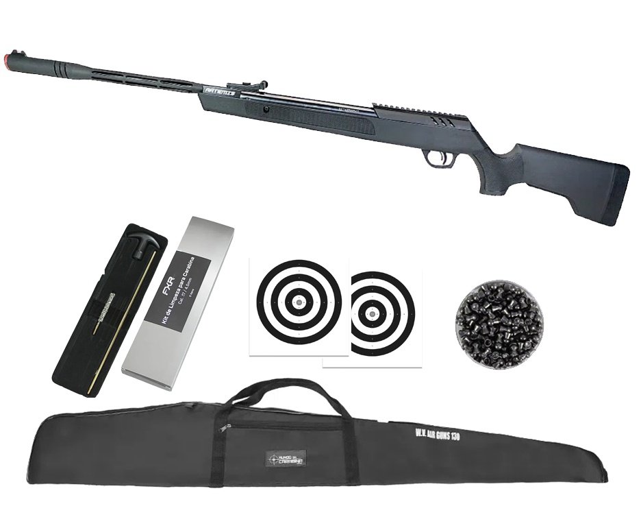 Carabina de Pressão Artemis Dark Eagle Nitro Piston GR 80kg Black 5.5mm - FXR + Capa + Chumbo + Alvos + Kit de Limpeza