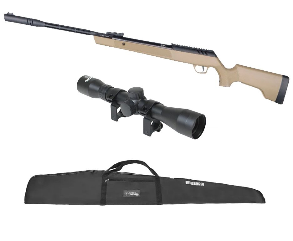 Carabina de Pressão Artemis Dark Eagle Nitro Piston GR 80kg Tan 5.5mm - FXR + Capa + Luneta 4x32