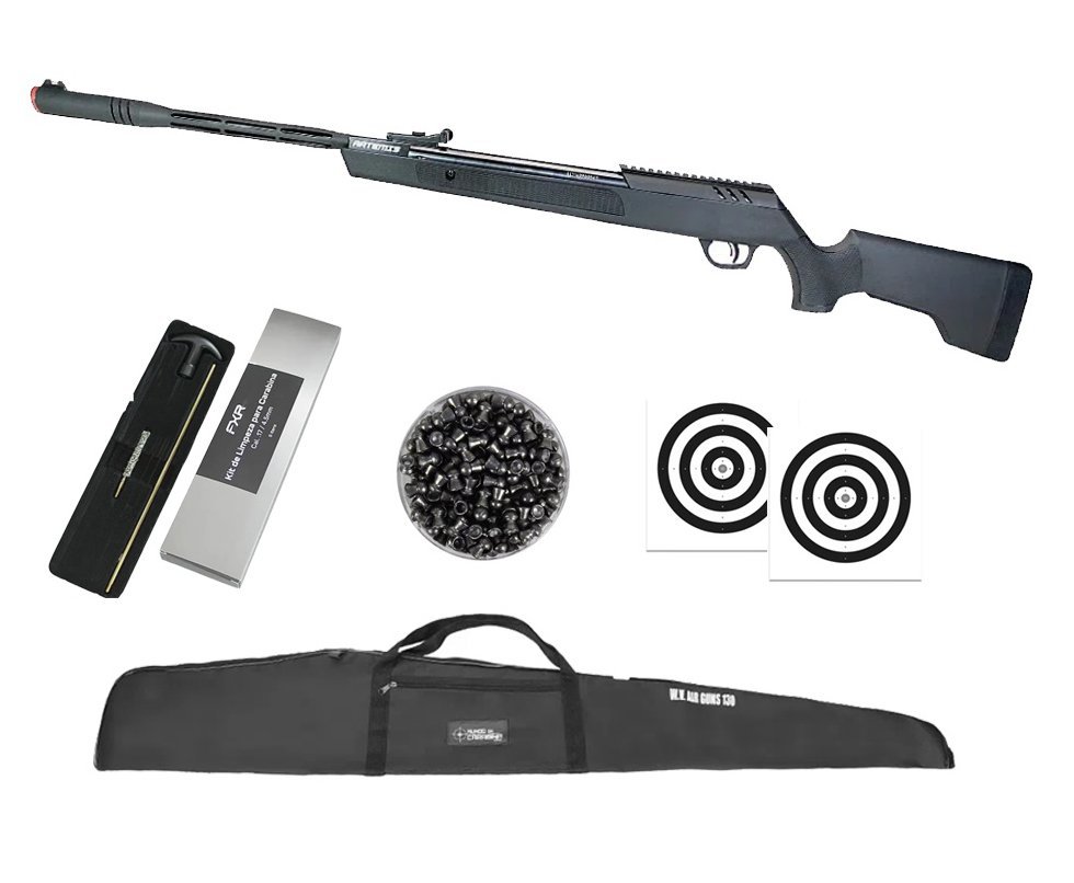 Carabina de Pressão Artemis Dark Eagle Nitro Piston GR 80kg 6,35mm Black - FXR + Capa + Chumbo + Alvos + Kit de Limpeza