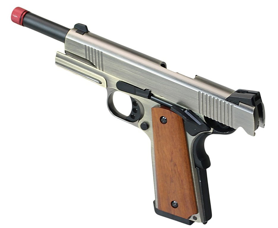 Pistola de Airsoft Rossi 1911 Prata Madeira GBB 6mm