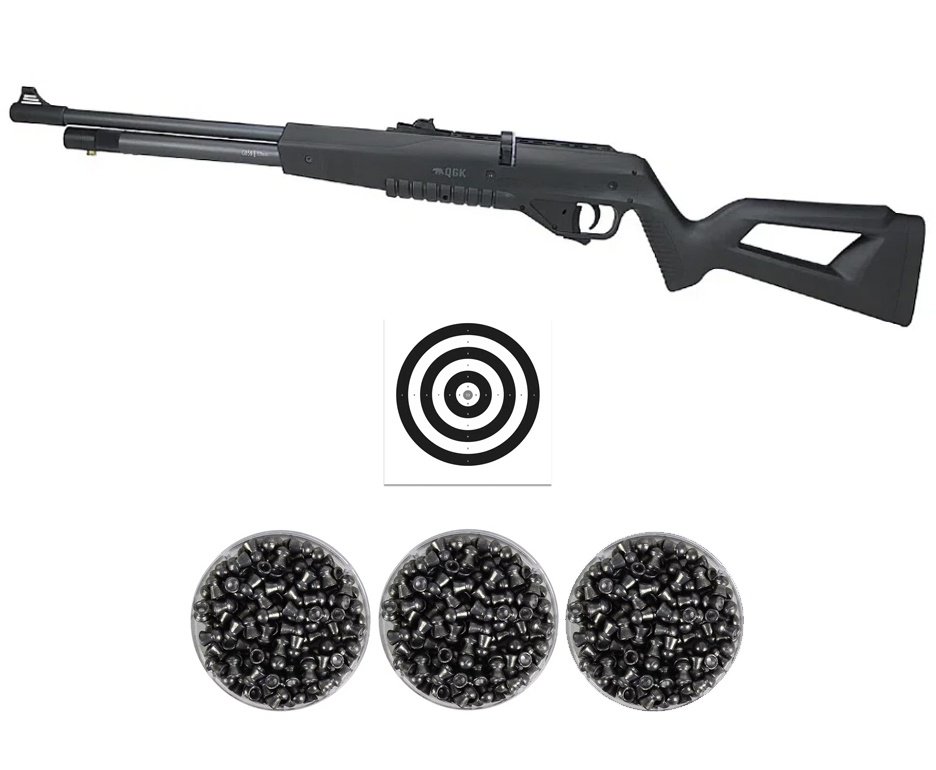 Carabina de Pressão PCP G850 Black Cal 5,5mm Nova Vista QGK + Chumbos + Alvos