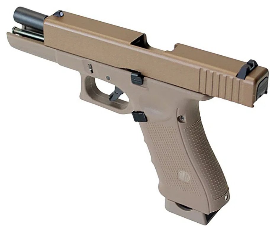 Pistola de Pressão CO2 Rossi G17 Tan 4,5mm + Co2 + BBS + Case + Alvos + Laser