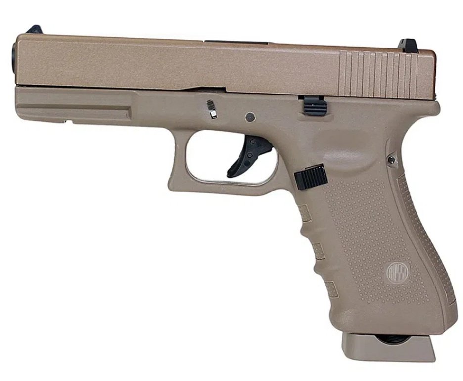 Pistola de Pressão CO2 Rossi G17 Tan 4,5mm + Co2 + BBS + Case + Alvos + Óleo