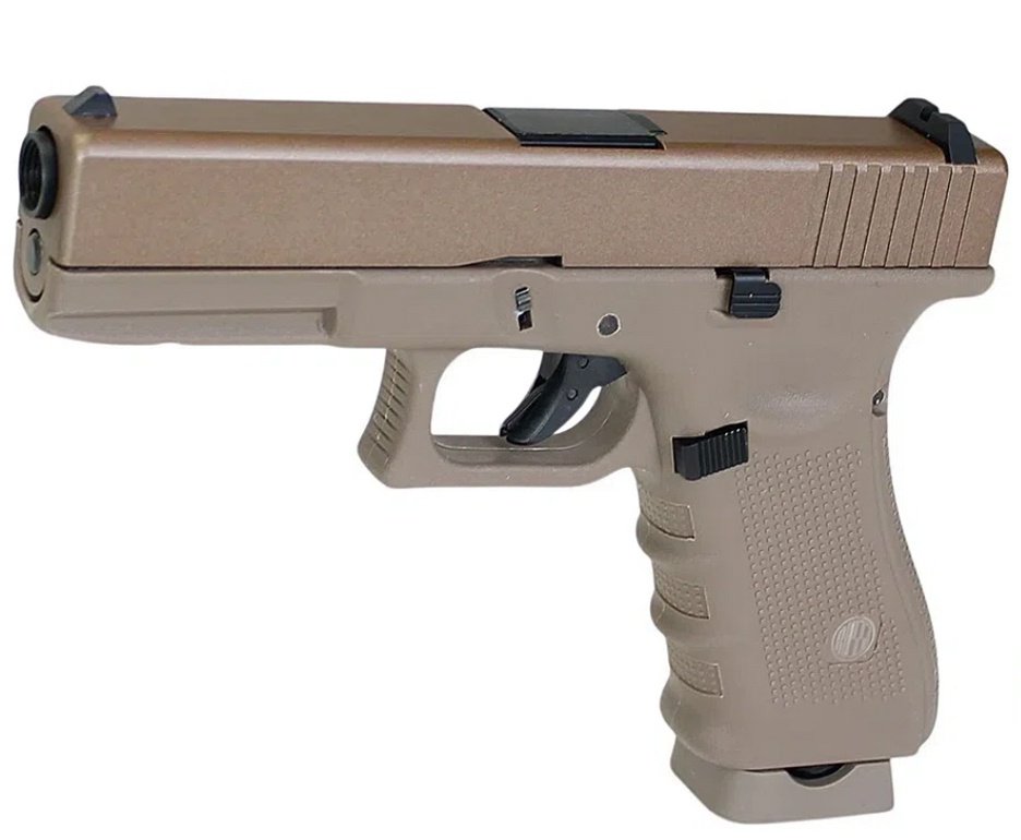 Pistola de Pressão CO2 Rossi G17 Tan 4,5mm + Co2 + BBS + Case + Alvos + Óleo