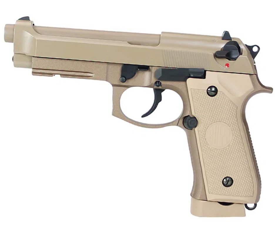 Pistola de Pressão CO2 Rossi M92 Tan 4,5mm + Co2 + BBS + Case + Alvos + Laser