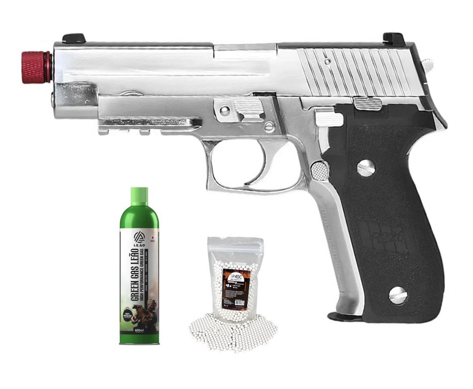 Pistola de Airsoft Rossi Gás GBB P226 Silver 6mm Blowback + GBB + BBS