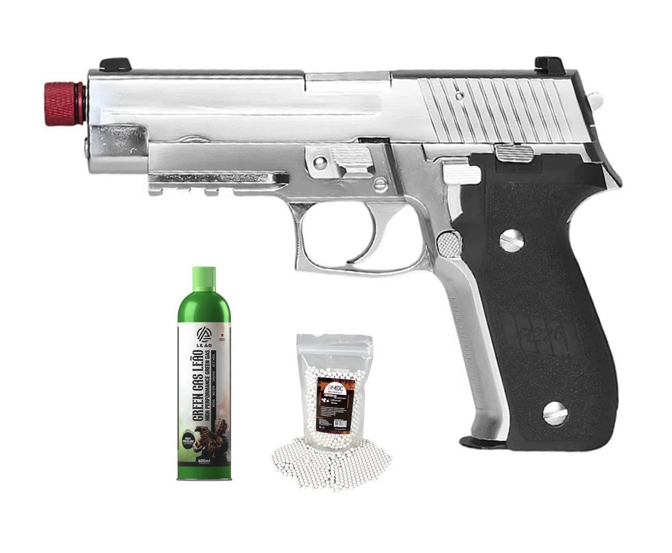 Pistola de Airsoft Rossi Gás GBB P226 Silver 6mm Blowback + GBB + BBS