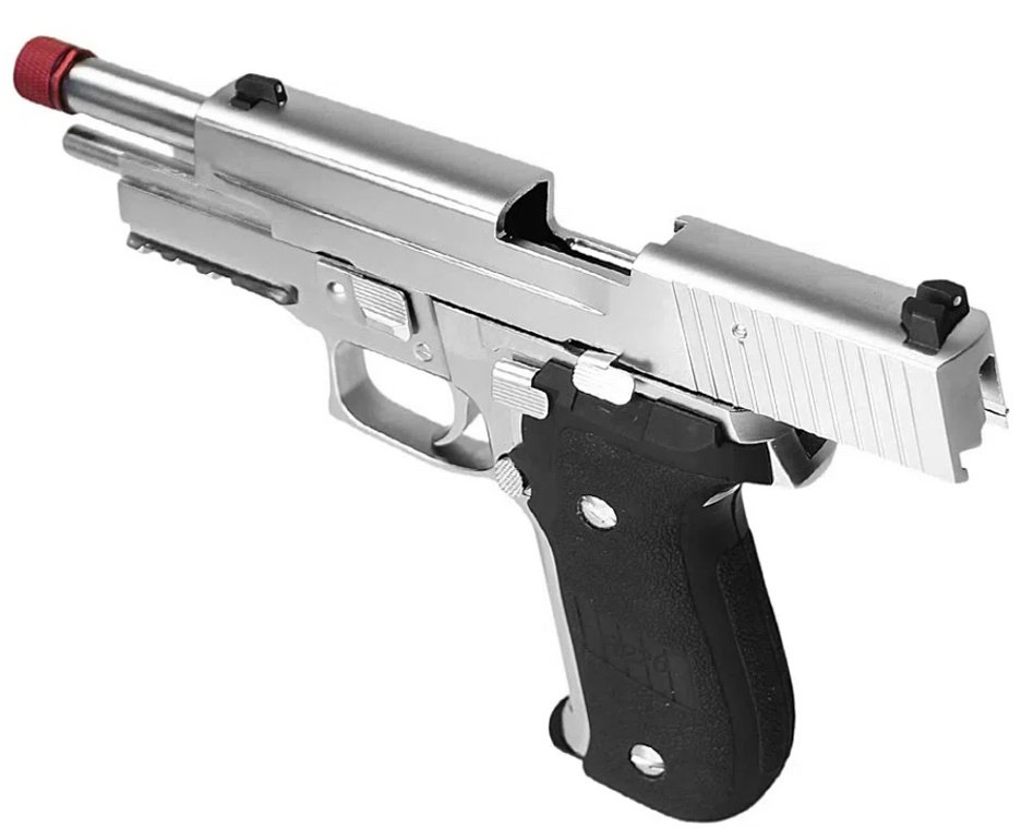 Pistola de Airsoft Rossi Gás GBB P226 Silver 6mm Blowback + GBB + BBS + Laser