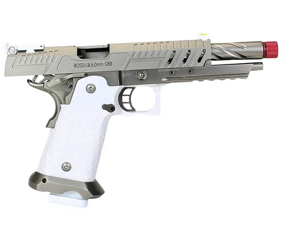 Pistola de Airsoft Rossi GBB 1911 Shadow White 6mm + GBB + BBS + Alvos + Kit Fluido + Laser + Kit de Limpeza
