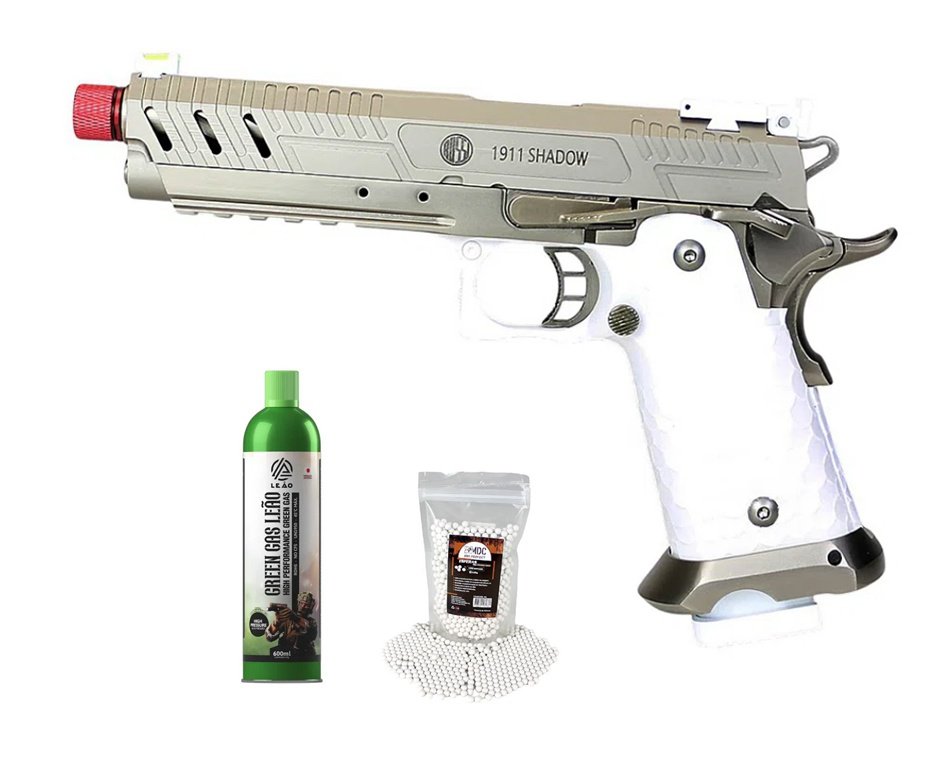 Pistola de Airsoft Rossi GBB 1911 Shadow White 6mm + GBB + BBS