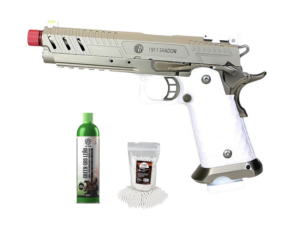 Pistola de Airsoft Rossi GBB 1911 Shadow White 6mm + GBB + BBS