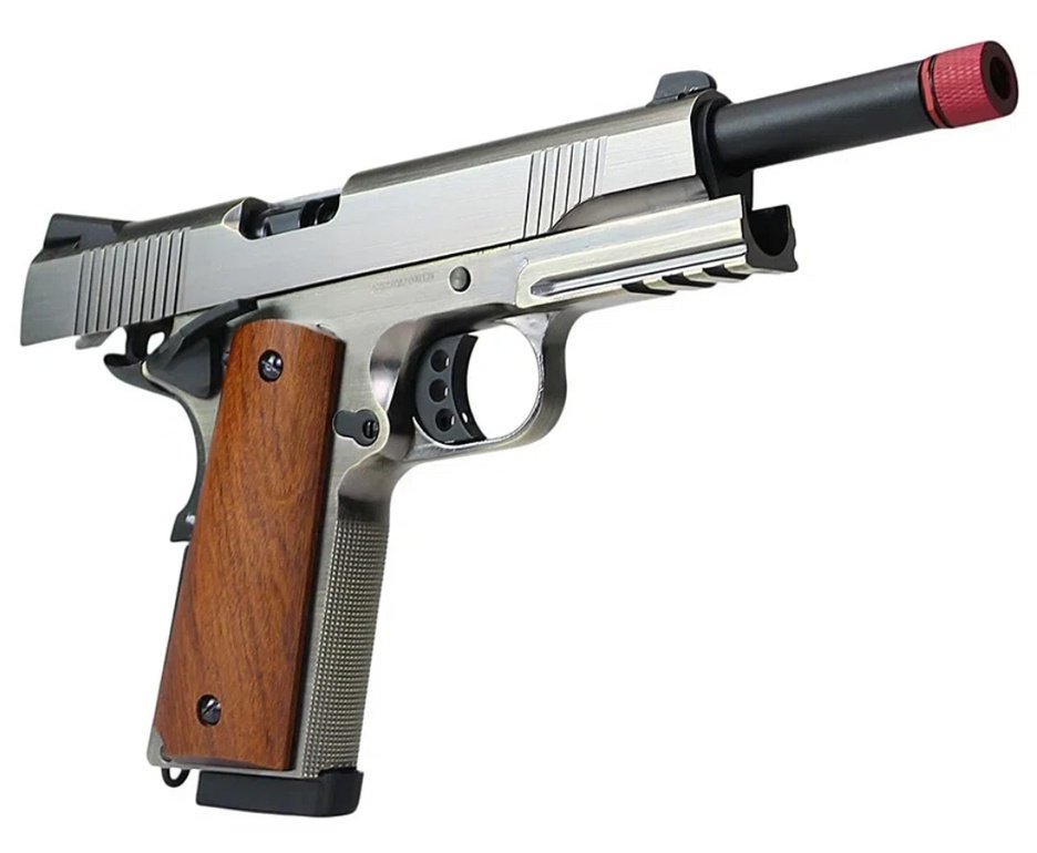 Pistola de Airsoft GBB Rossi 1911 Silver Wood 6mm Full Metal Blowback + GBB + BBS