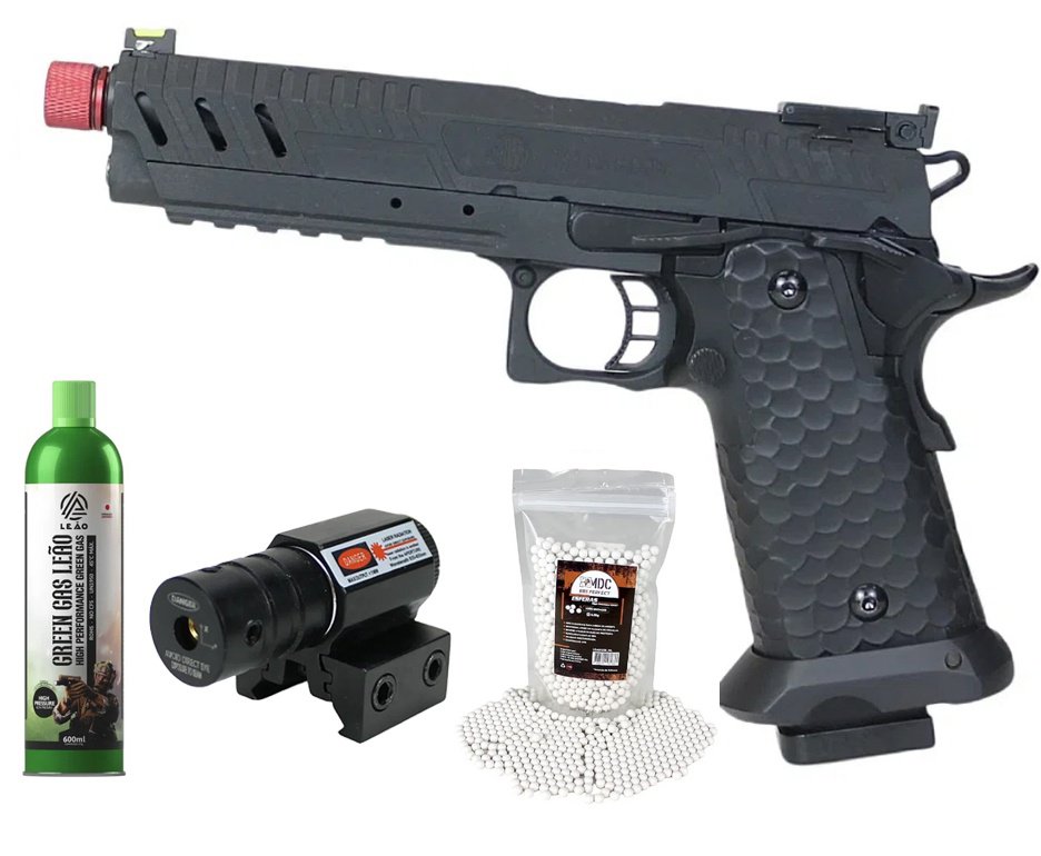 Pistola de Airsoft GBB Rossi 1911 Shadow Black 6mm + GBB + BBS + Laser