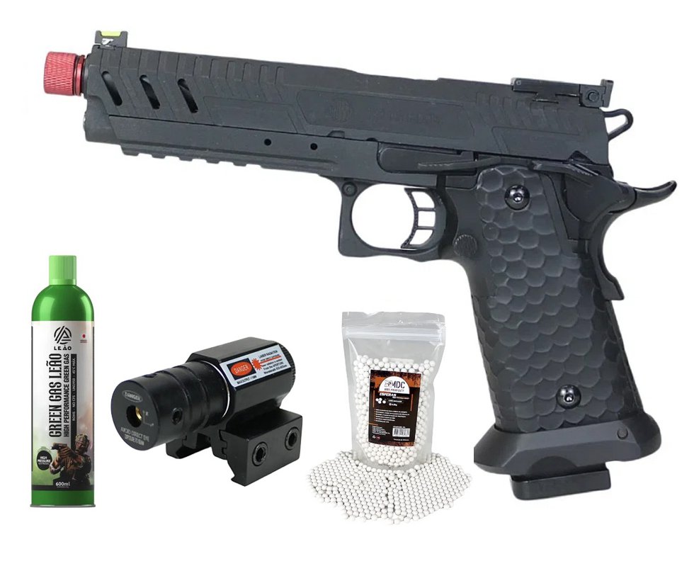 Pistola de Airsoft GBB Rossi 1911 Shadow Black 6mm + GBB + BBS + Laser