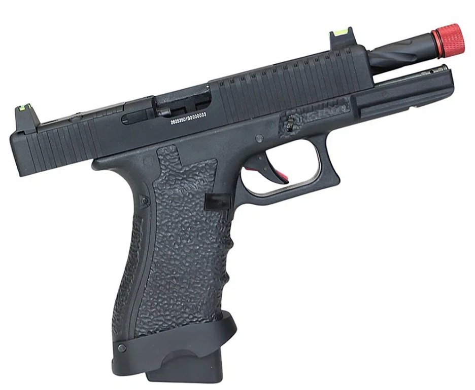 Pistola de Airsoft Gás GBB Rossi G19 Striker Black 6mm Blowback + GBB + BBS + Case + Alvos + Kit Fluido + Laser + Kit de Limpeza
