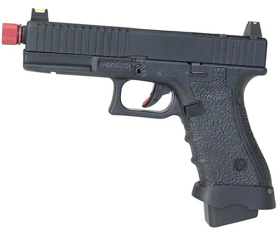 Pistola de Airsoft Gás GBB Rossi G19 Striker Black 6mm Blowback + GBB + BBS + Case + Alvos + Kit Fluido