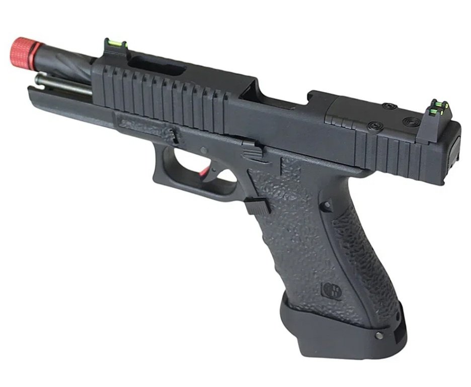 Pistola de Airsoft Gás GBB Rossi G19 Striker Black 6mm Blowback + GBB + BBS + Laser