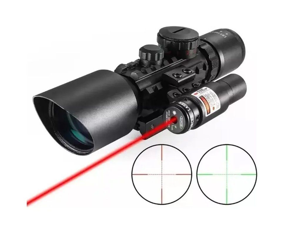Luneta Rossi 3-10x42EGC com Laser Ris Aluminio Mount 7/8" 20/22mm