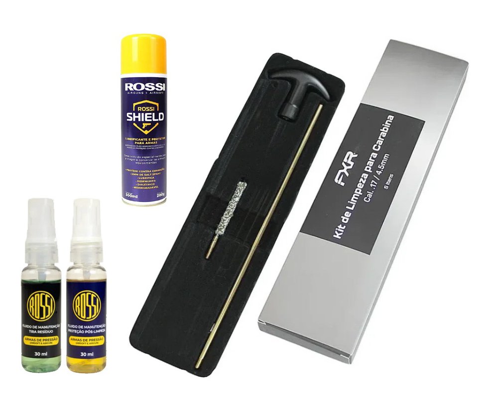 Oleo Lubrificante Desengripante Rossi Shield 300ml - anticorrosão, hidro-repelente + Kit de Limpeza 4,5 + Kit Fluidos de Manutenção