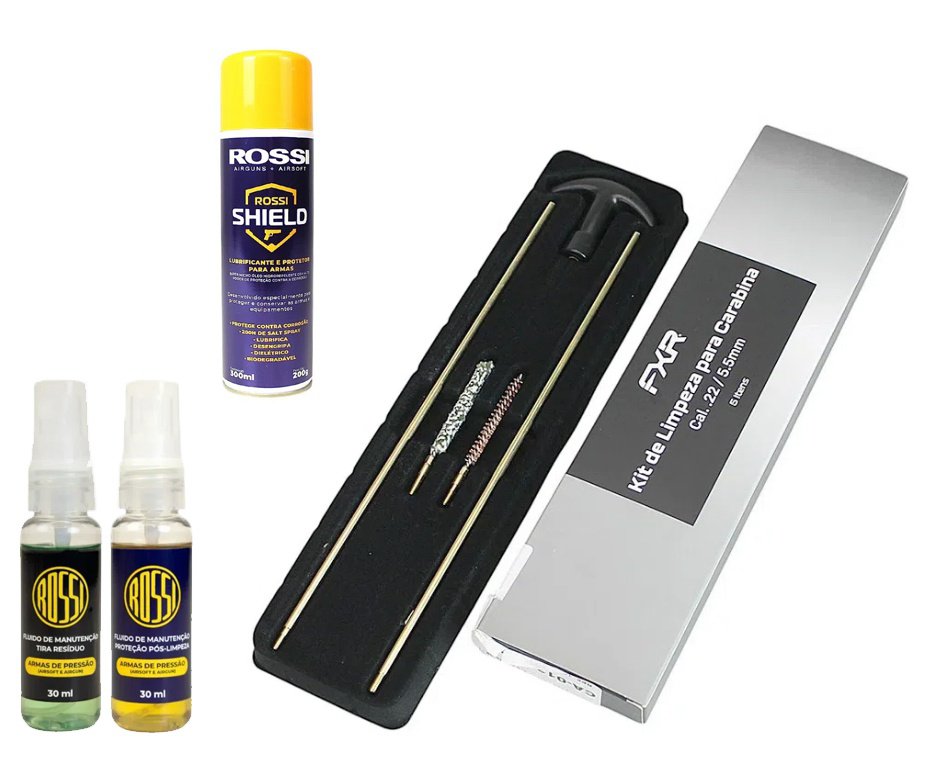 Oleo Lubrificante Desengripante Rossi Shield 300ml - anticorrosão, hidro-repelente + Kit de Limpeza 5,5 + Kit Fluidos de Manutenção