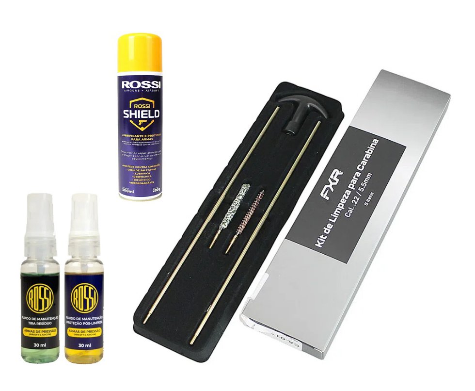 Oleo Lubrificante Desengripante Rossi Shield 300ml - anticorrosão, hidro-repelente + Kit de Limpeza 5,5 + Kit Fluidos de Manutenção