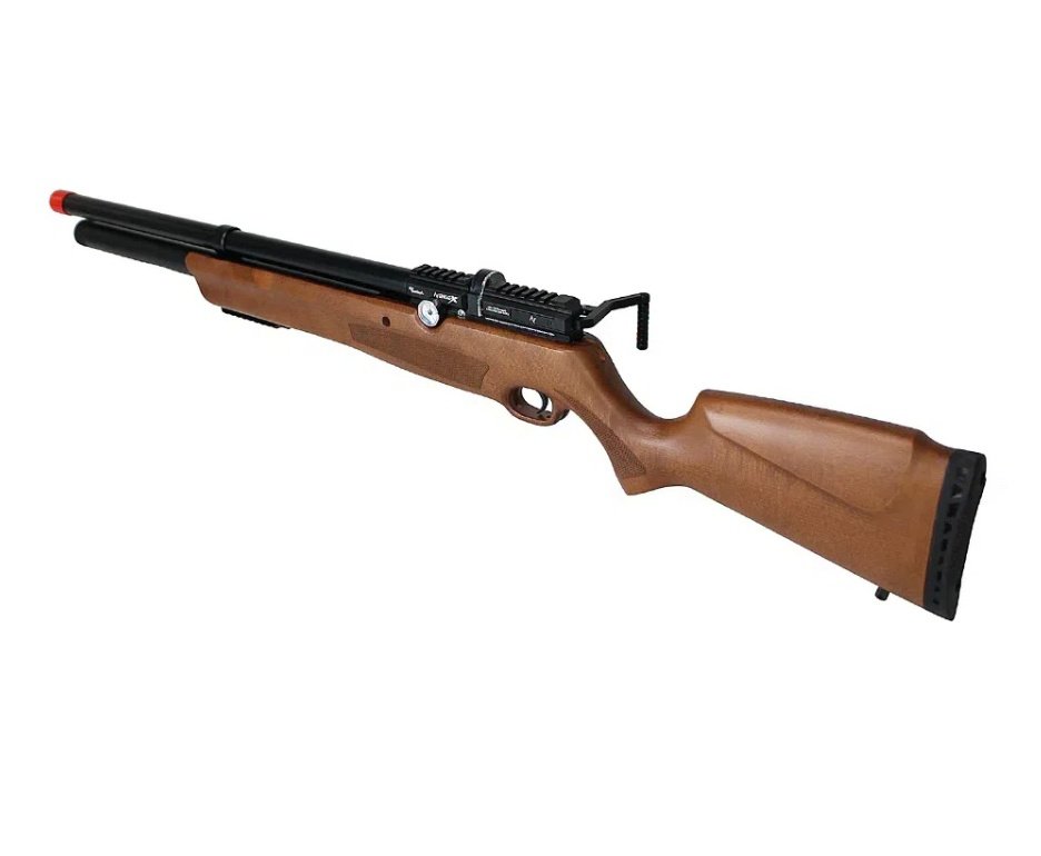 Carabina de Pressão PCP Nova Vista Avenge-X X1 AW 5,5mm Wood Montecarlo + Compressor Portátil Trivolt Compact