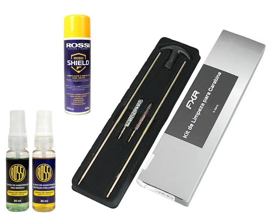 Oleo Lubrificante Desengripante Rossi Shield 300ml - anticorrosão, hidro-repelente + Kit de Limpeza 6,35 + Kit Fluidos de Manutenção