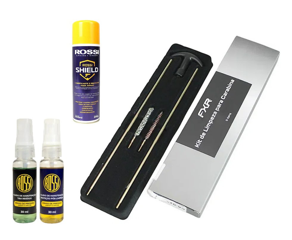 Oleo Lubrificante Desengripante Rossi Shield 300ml - anticorrosão, hidro-repelente + Kit de Limpeza 6,35 + Kit Fluidos de Manutenção