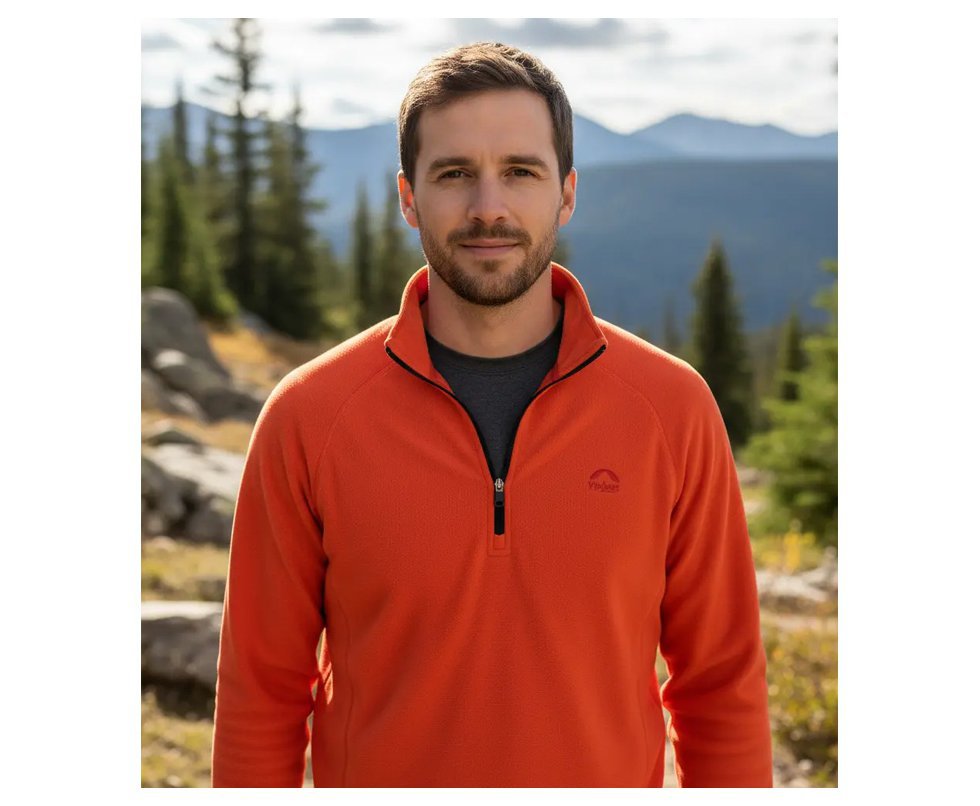 Jaqueta Kailash Fleece Chamonix 1/2 Ziper XLite Masculino Laranja Escuro
