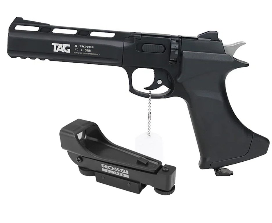Pistola De Pressão CO2 CP400 RAPHTOR 8 Tiros 4,5mm TAG SPA + Red dot 1x20