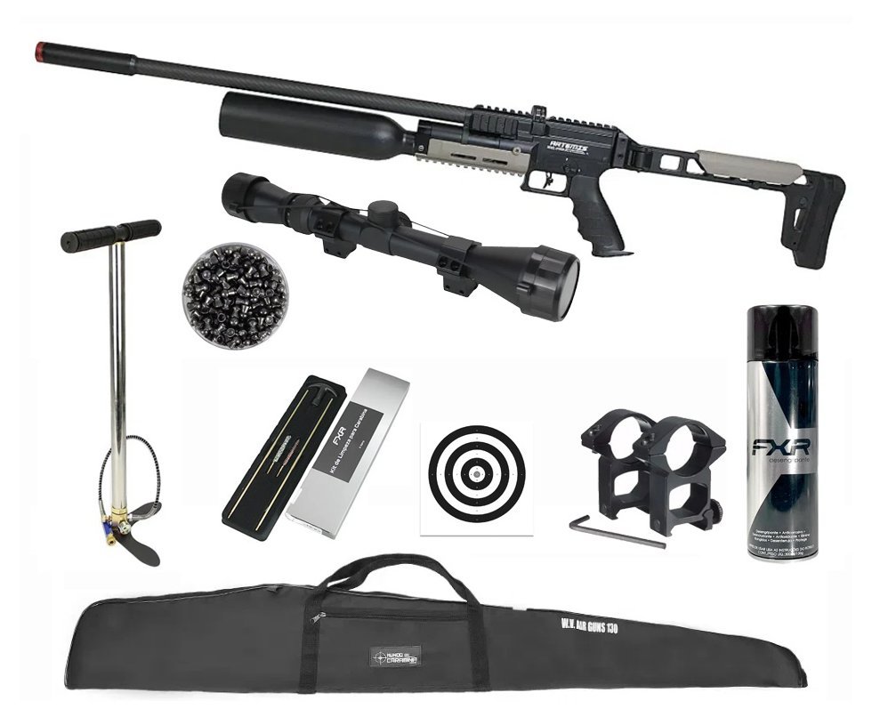 Carabina de Pressão FXR Artemis PCP AP1000B Nomad HC 6,35mm + Luneta 3-9x40 + Bomba + Capa + Chumbo + Alvos + Kit Limpeza + Desengripante / Anticorrosivo