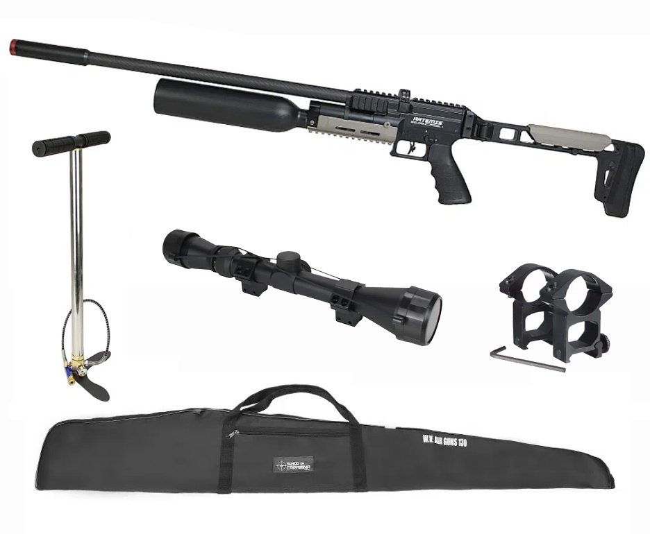 Carabina de Pressão FXR Artemis PCP AP1000B Nomad HC 6,35mm + Luneta 3-9x40 + Bomba + Capa