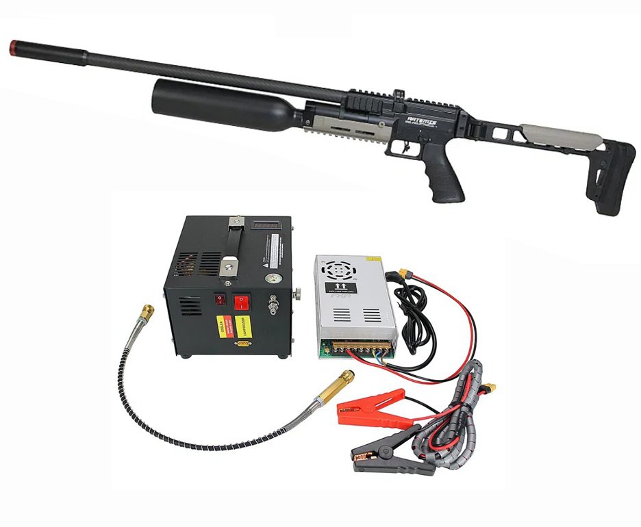 Carabina de Pressão FXR Artemis PCP AP1000B Nomad HC 6,35mm + Compressor Portátil Trivolt Compact
