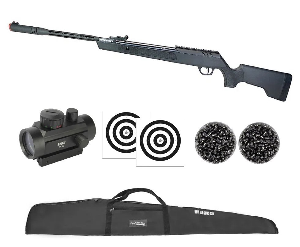 Carabina de Pressão Artemis Dark Eagle Nitro Piston GR 80kg Black 5.5mm - FXR + Capa + Red Dot 1x30 + Chumbo + Alvos