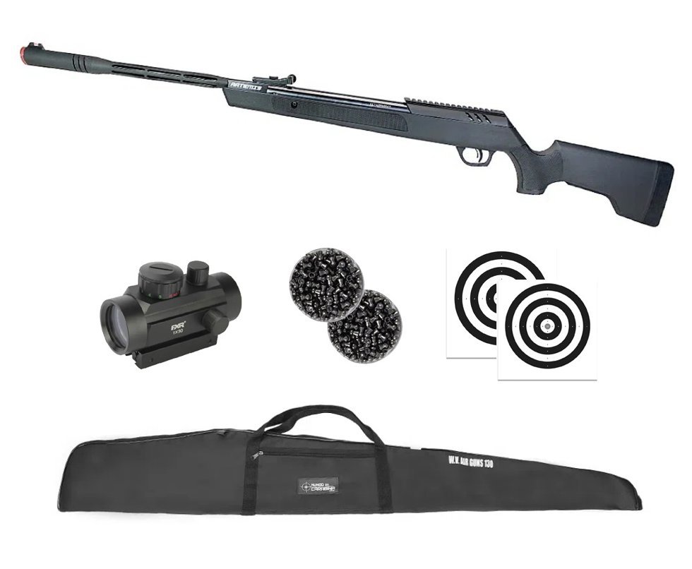 Carabina de Pressão Artemis Dark Eagle Nitro Piston GR 80kg 6,35mm Black - FXR + Capa + Red Dot 1x30 + Chumbo + Alvos