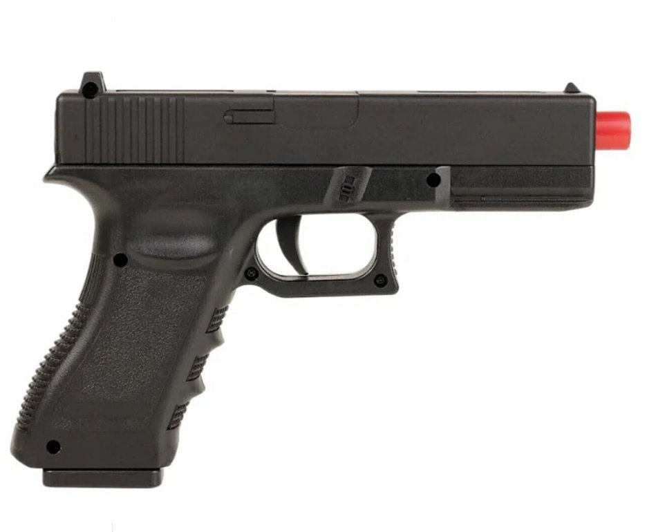 Pistola de Airsoft Glock CBT G17 Slide Metal Spring 6mm - Combat + Alvos + BBS + Óleo de Silicone + Coldre/Capa