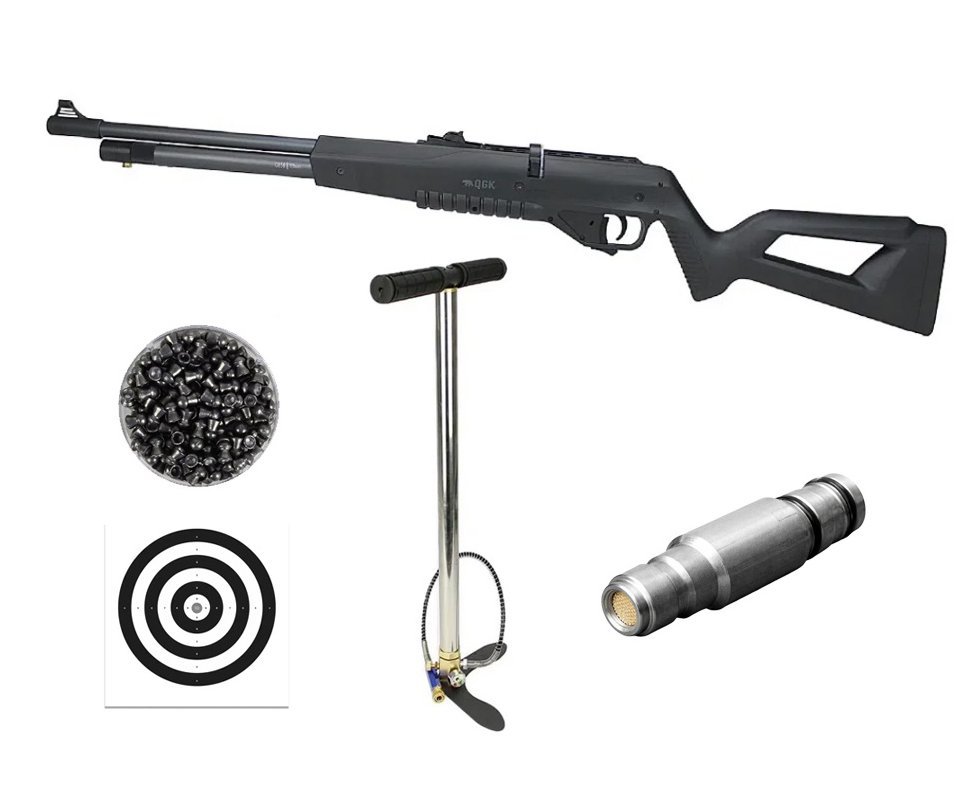 Carabina de Pressão PCP G850 Black Cal 5,5mm Nova Vista QGK + Bomba + Chumbo + Alvos