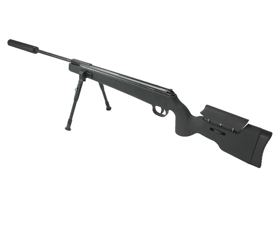 Carabina De Pressão Eagle Black 1250 Sniper Gas Ram 70kg 5.5mm SPA Gold Cup + Capa + Chumbo + Luneta 4x32 + Alvos + Kit de Limpeza + Desengripante + Kit Fluidos